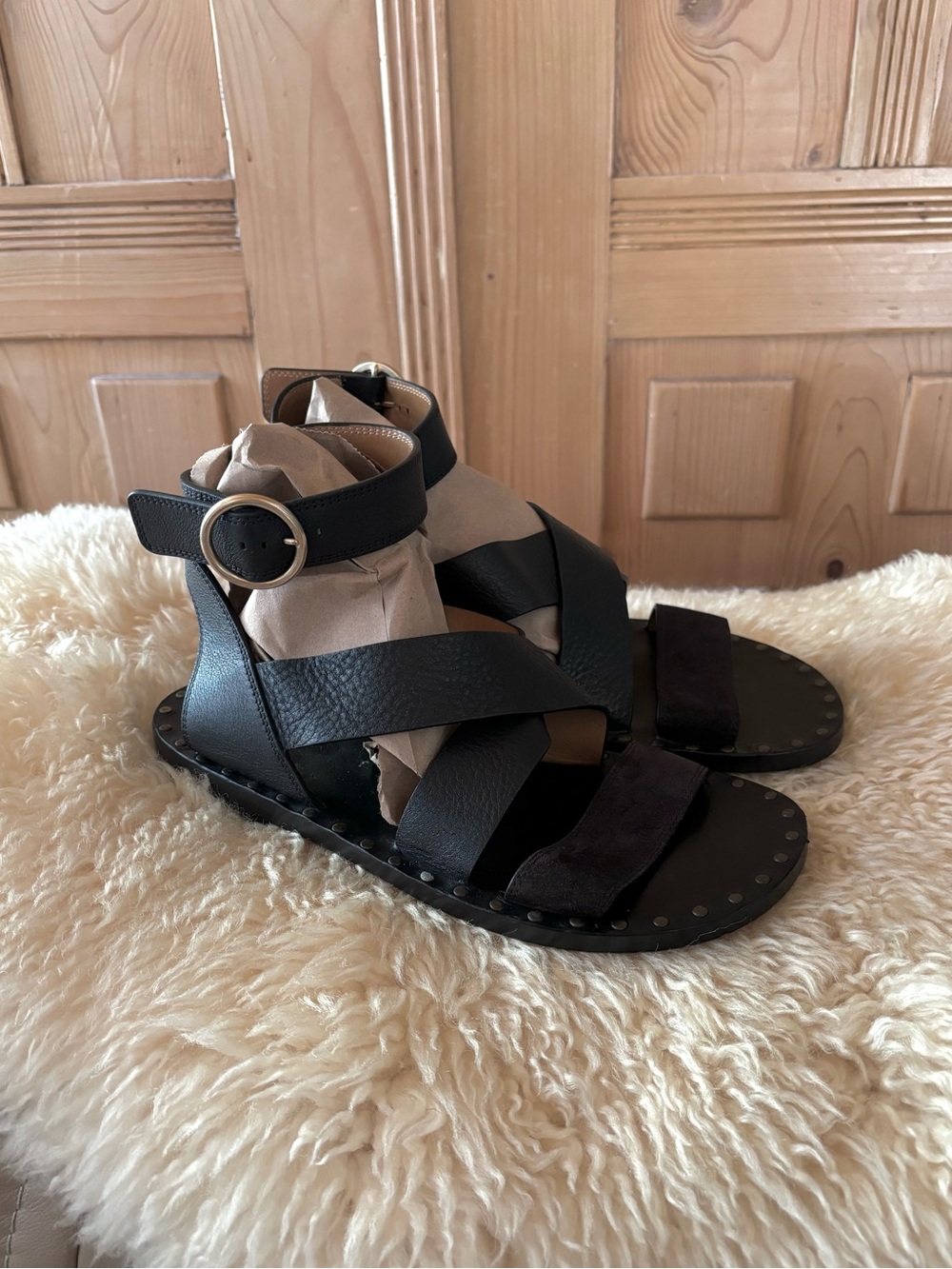 Chloe Karenn Flat Mixed-Media Sandals